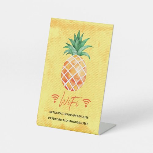 WiFi Internet Password Island Pineapple Vacation Pedestal Sign