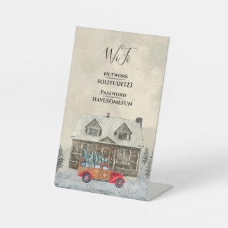 WiFi Internet Password Rustic Cabin Guest Pedestal Sign