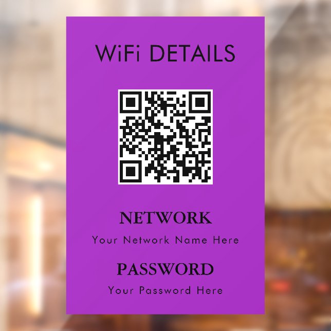 WiFi Network Access | QR Code Password Display Window Cling (Sheet 2)