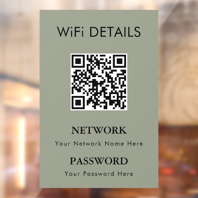 WiFi Network Access | QR Code Password Display Window Cling (Sheet 2)