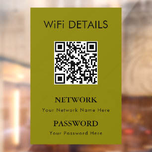 WiFi Network Access QR Code Password Display Window Cling