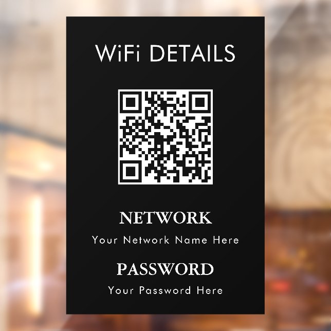 WiFi Network Access | QR Code Password Display Window Cling (Sheet 2)