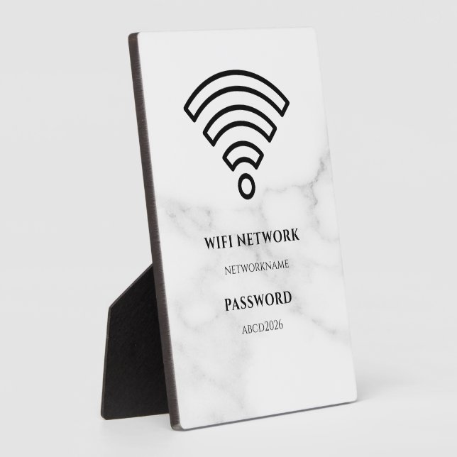 Wifi Network and Password Black Plaque (Side)
