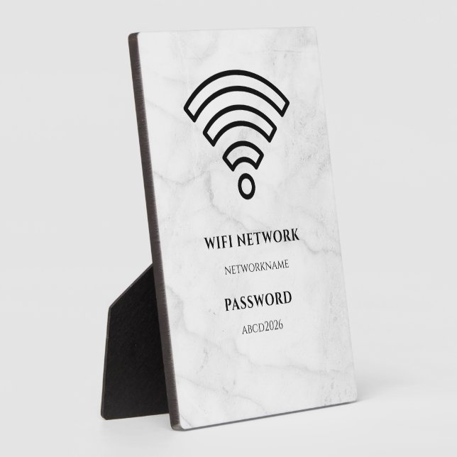 Wifi Network and Password Black Plaque (Side)