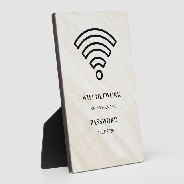 Wifi Network and Password Black Plaque (Side)
