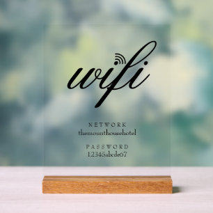 Wifi Network and Password Business Retail Acrylic Sign