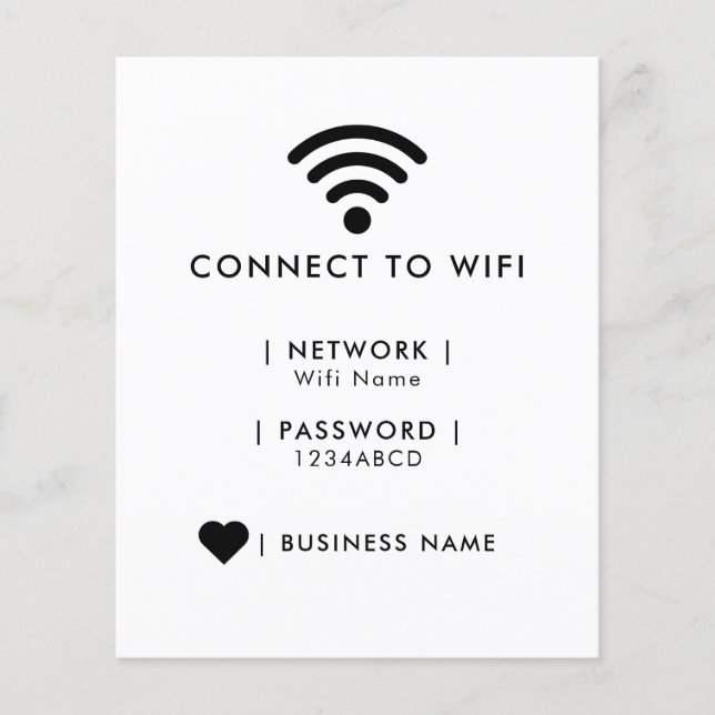 Wifi Network and Password Business Retail Flyer (Front)