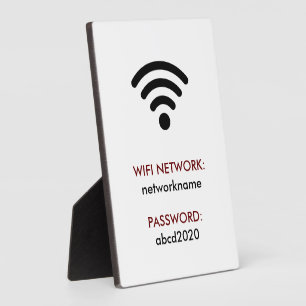 Wifi Network and Password Business Retail Plaque