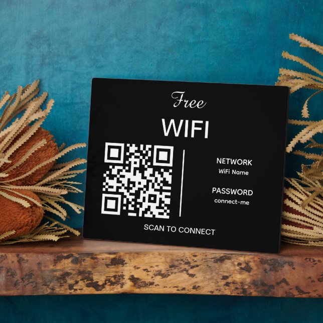 Wifi Network and Password Business Retail Plaque (Side)