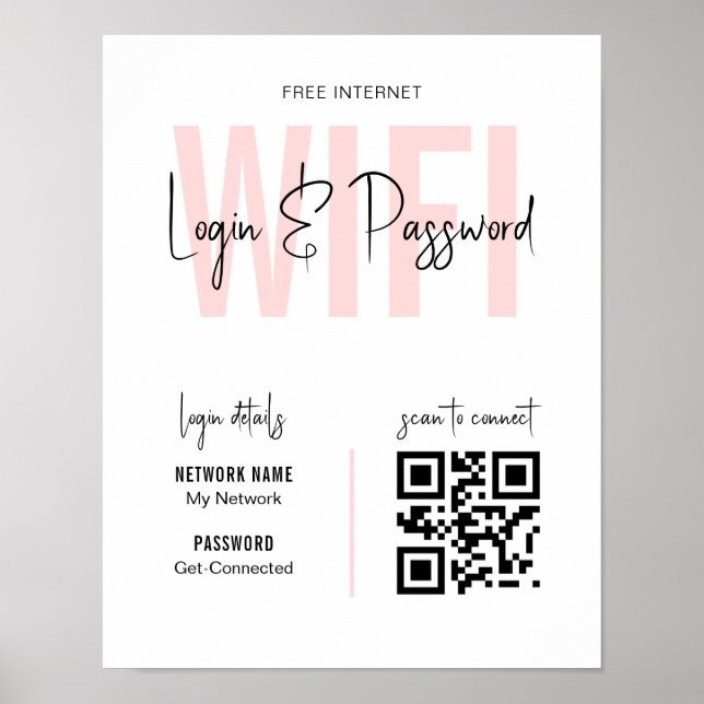 Wifi Network and Password Business Retail Poster (Front)