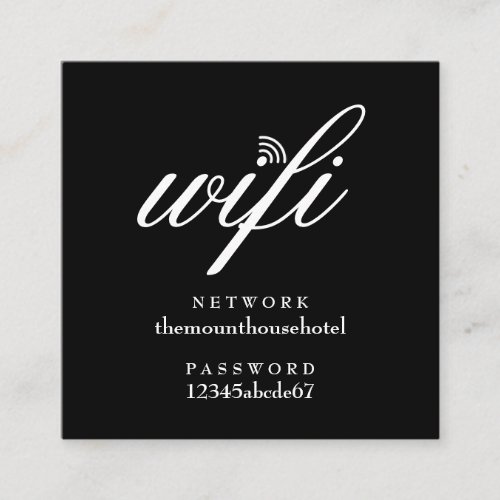 Wifi Network and Password Guest Card