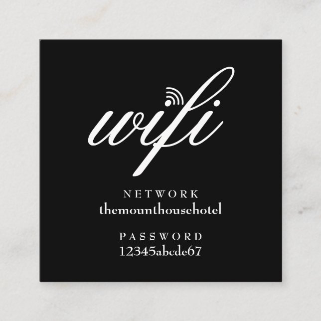 Wifi Network and Password Guest Card (Front)