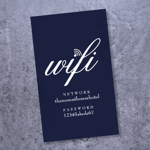 Wifi Network and Password Navy Blue Guest Card