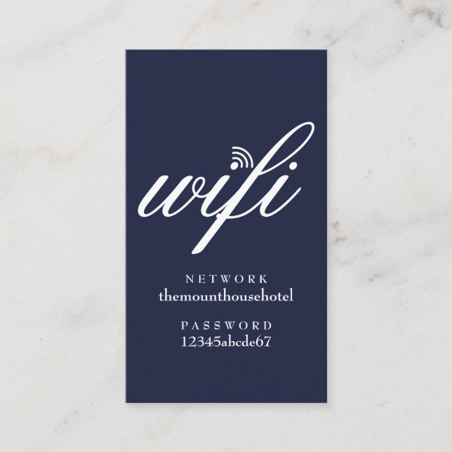 Wifi Network and Password Navy Blue Guest Card (Front)