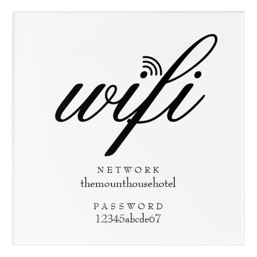 Wifi Network and Password Sign Acrylic Print