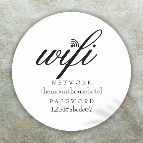 Wifi Network and Password Sign Classic Round Sticker