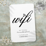 Wifi Network and Password Sign Magnet<br><div class="desc">Cool script wifi card that can be personalized with your network and password details. Perfect for hotels,  office and companies,  rental homes,  guest rooms and any location where you need to share your internet network password. Designed by Thisisnotme©</div>