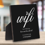 Wifi Network and Password Sign Plaque<br><div class="desc">Cool script wifi sign that can be personalized with your network and password details. Perfect for hotels, office and companies, rental homes, guest rooms and any location where you need to share your internet network password. You can customize the background color to match your business or company brand. Designed by...</div>