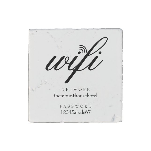 Wifi Network and Password Sign Stone Magnet (Front)