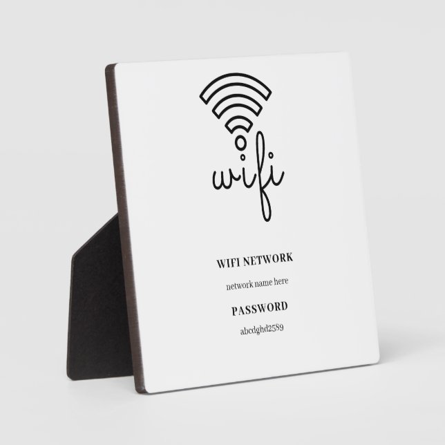 Wifi Network and Password White Plaque (Front)