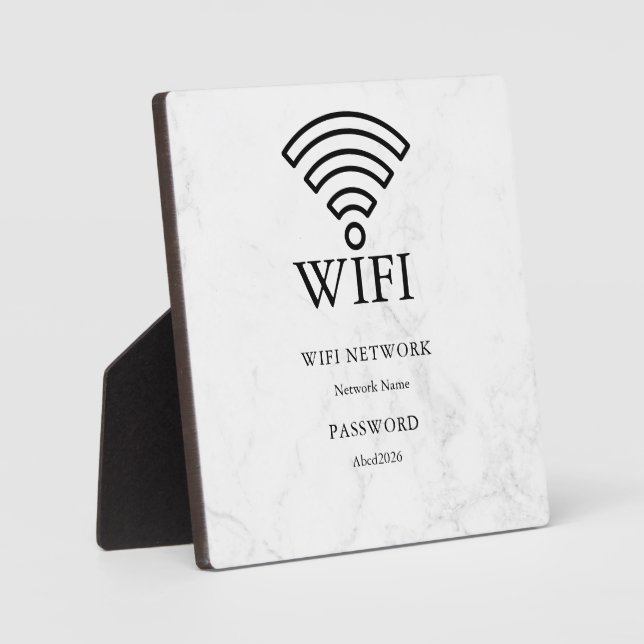 Wifi Network and Password White Plaque (Front)
