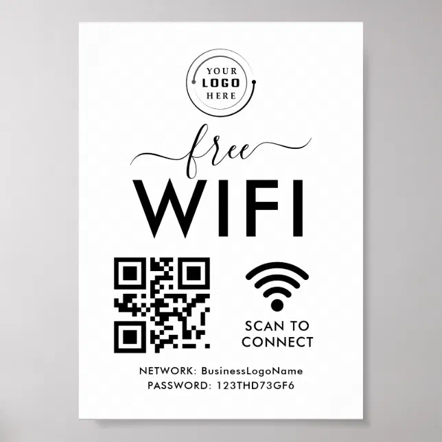 Wifi Network and QR Code Scan Business Retail Poster | Zazzle