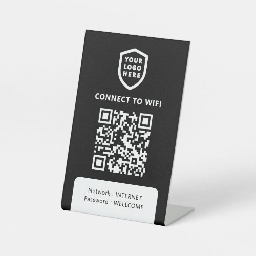 Wifi Network  Black QR Code Scan To Connect Pedestal Sign