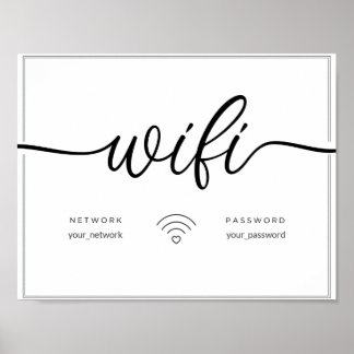 Wifi Network hostel airbnb sign simple minimal