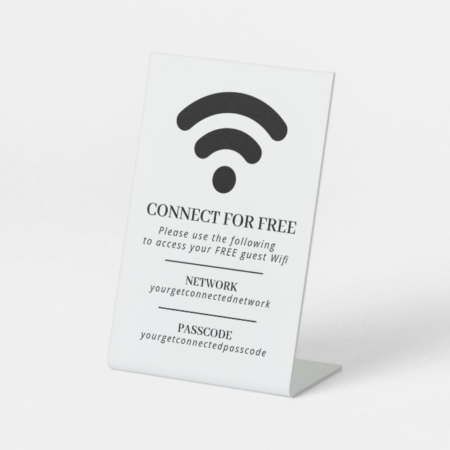 Wifi network passcode guest info custom mono pedestal sign (Front)