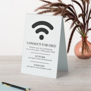 Wifi network passcode guest info custom mono table tent