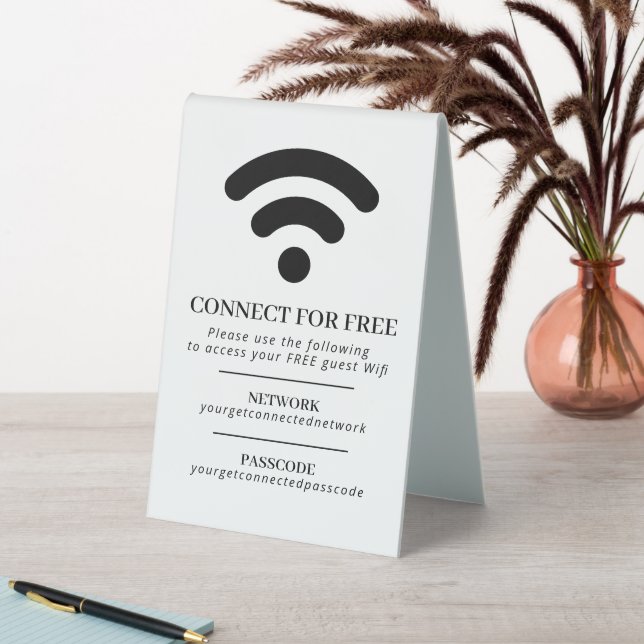 Wifi network passcode guest info custom mono table tent (In SItu (Table))