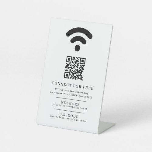 Wifi network passcode guest info custom QR code Pedestal Sign