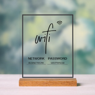 Wifi Network Password Freestanding Acrylic Sign