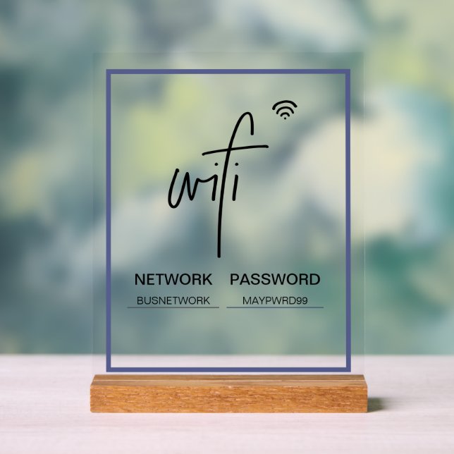 Wifi Network Password Freestanding Acrylic Sign (Neutral)