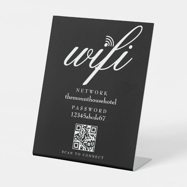 Wifi Network Password QR Code Business Retail Pedestal Sign (Front)