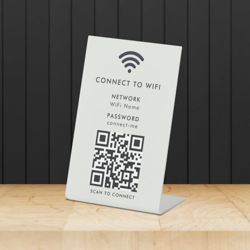 Wifi Network Password QR Code Scan to Connect Gray Pedestal Sign