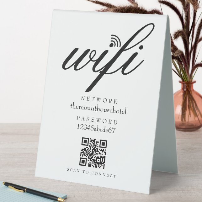 Wifi Network Password QR Code Table Tent (In SItu (Table))