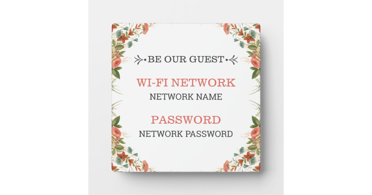 Turquoise Wifi Password Sign with Easel Stand Plaque