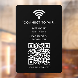 Wifi Network | QR Code Internet Password Black Window Cling | Zazzle