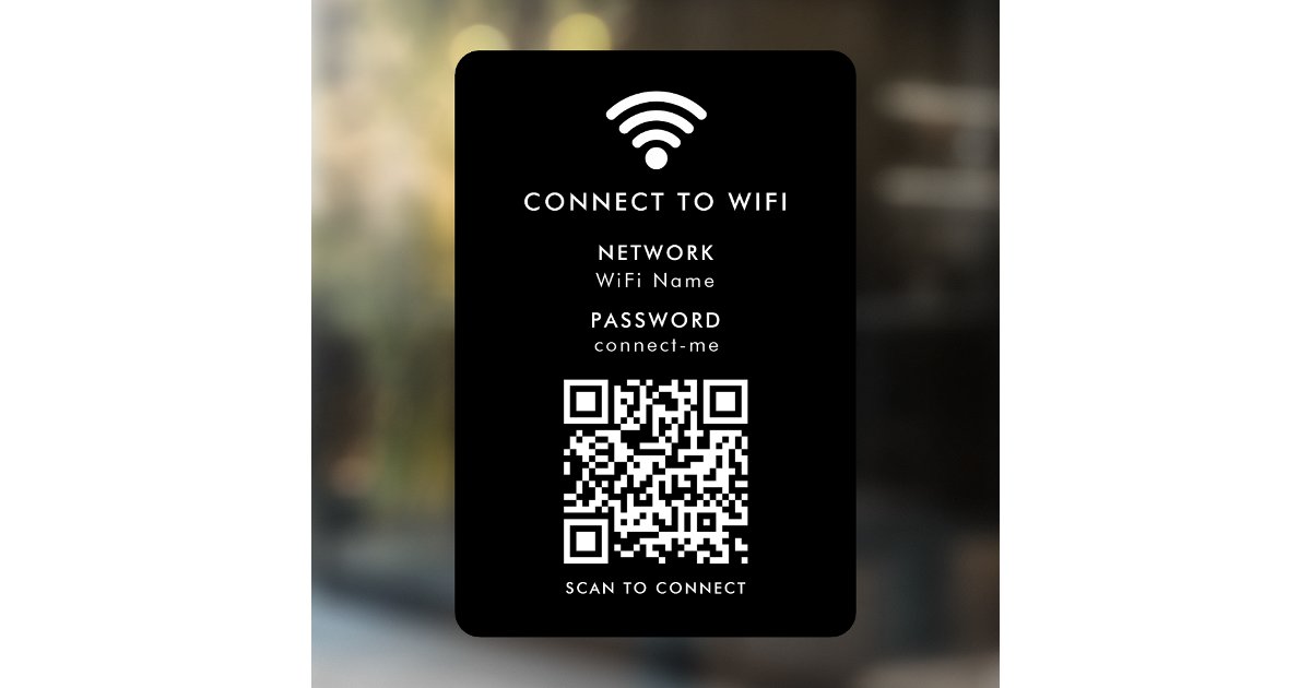 Wifi Network | QR Code Internet Password Black Window Cling | Zazzle