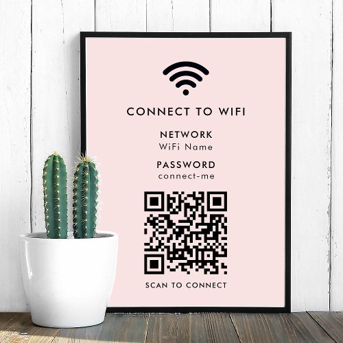 Wifi Network QR Code Internet Scan to Connect Pink Poster