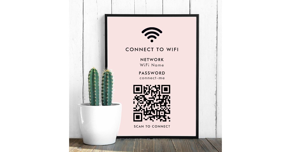 Wifi Network QR Code Internet Scan to Connect Pink Poster | Zazzle
