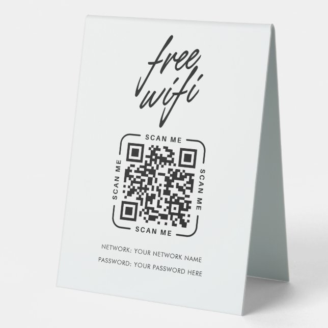Wifi Network QR Code Modern Business Table Tent (Front)