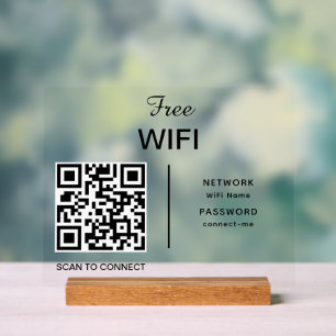 Wifi Network QR Code Scan to Connect Modern  Acrylic Sign