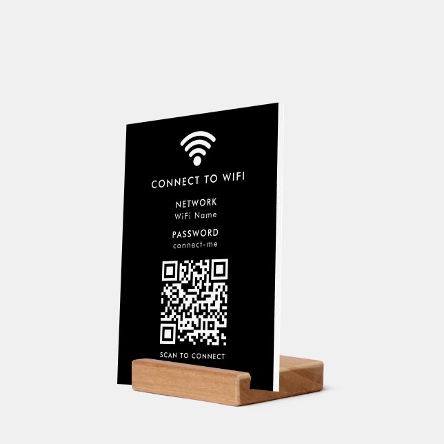 Wifi Network QR Code Scan to Connect Modern Black Holder