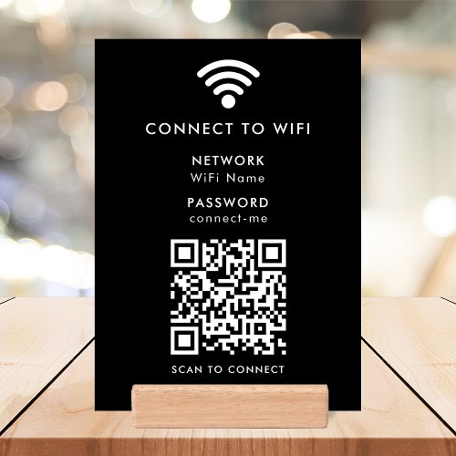 Wifi Network QR Code Scan to Connect Modern Black Holder