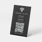 Wifi Network QR Code Scan to Connect Modern Black Pedestal Sign | Zazzle