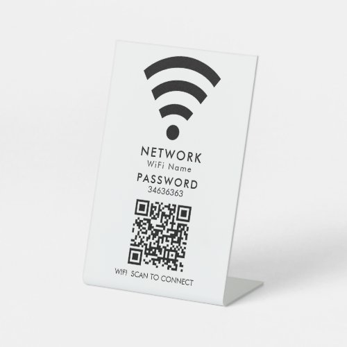 Wifi Network QR Code Scan to Connect Modern Black  Pedestal Sign