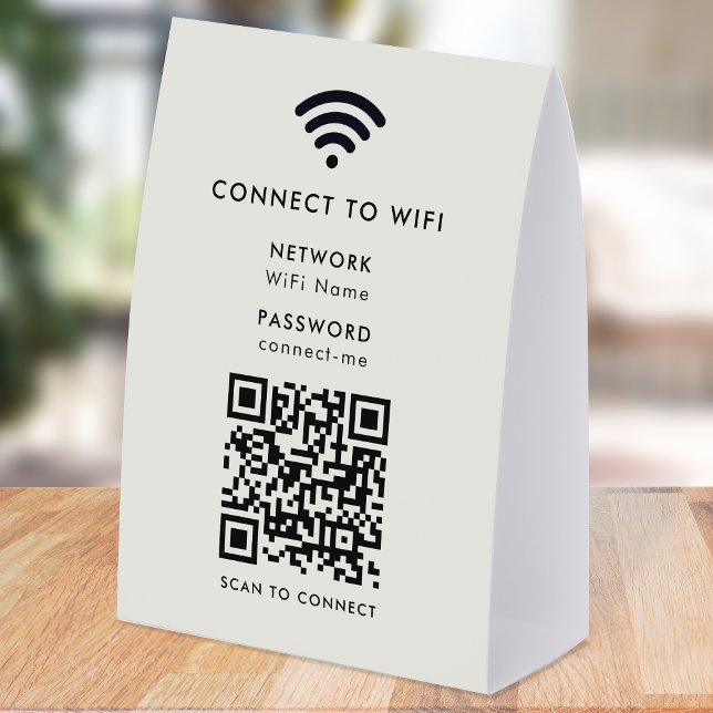 WiFi Network Table Tent | QR Paper Tabletop Sign (Wi-Fi paper table tent signs with interactive QR code, connecting customers seamlessly to your WiFi)