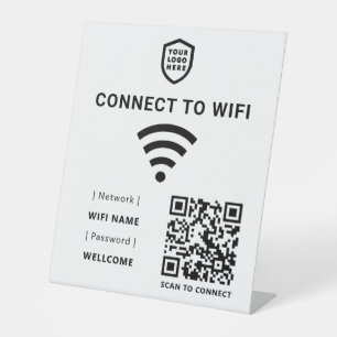 Wifi Network   White QR Code Scan to Connect Pedestal Sign